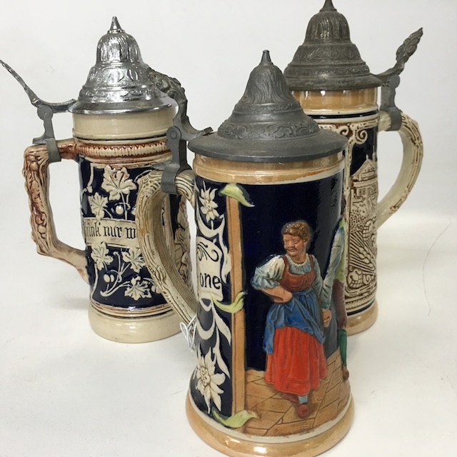 BEER STEIN, German Style w Lid